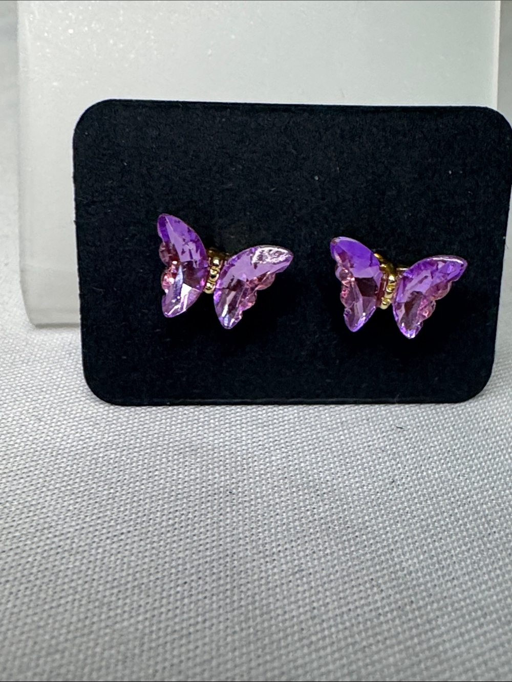 Purple Crystal Butterfly Stud Earrings - Women Jewelry